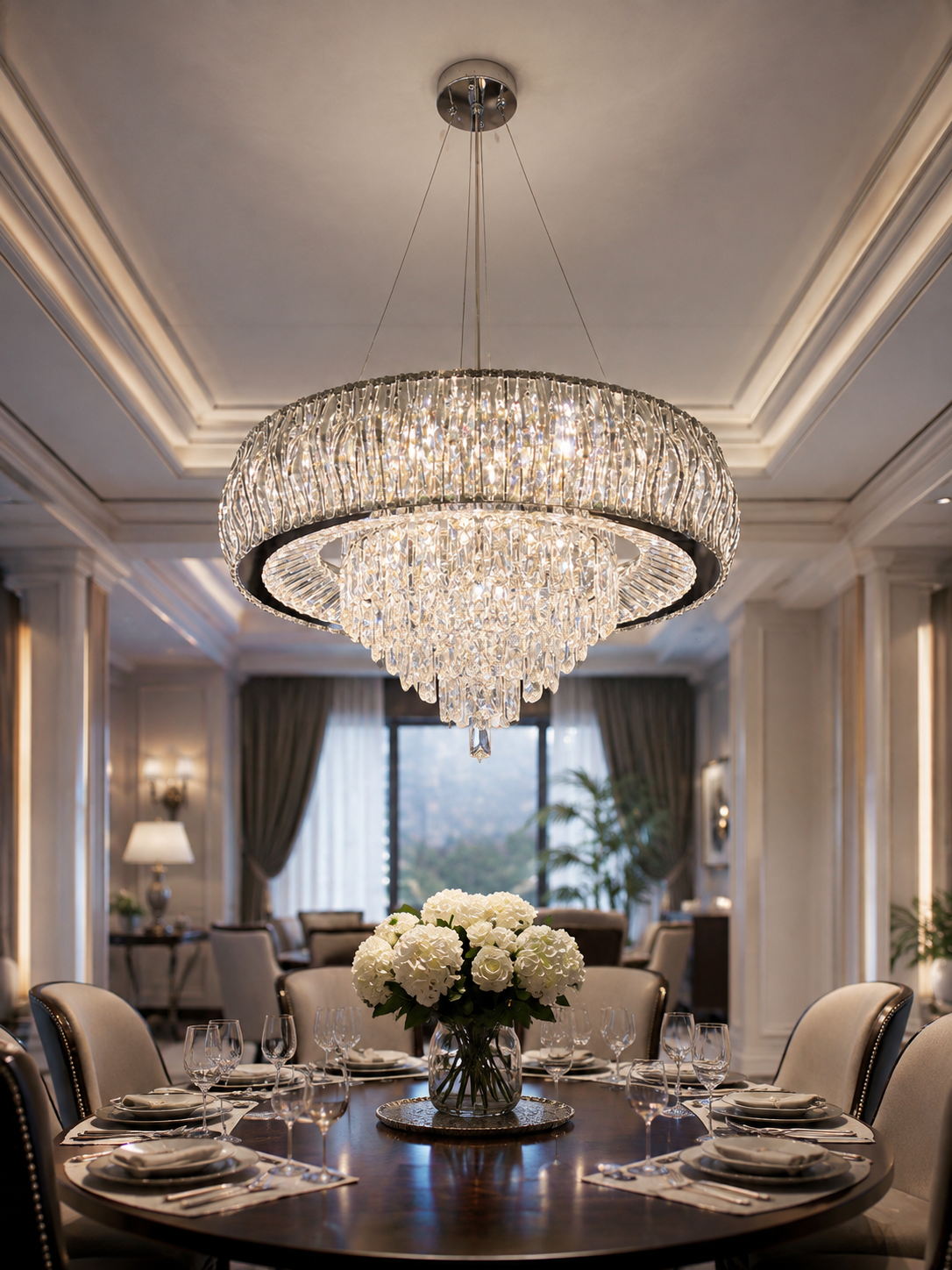 The Luméra Chandelier — Luxury Crystal Halo Cascade Chandelier