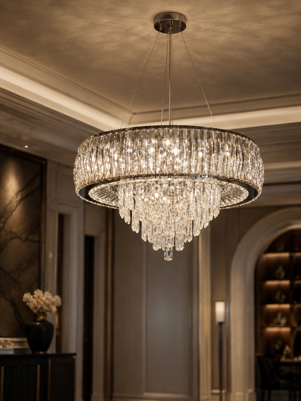 The Luméra Chandelier — Luxury Crystal Halo Cascade Chandelier