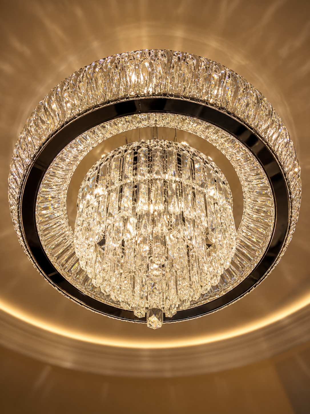 The Luméra Chandelier — Luxury Crystal Halo Cascade Chandelier