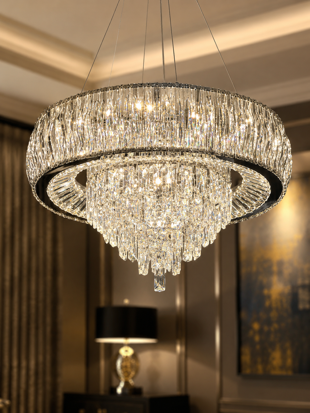 The Luméra Chandelier — Luxury Crystal Halo Cascade Chandelier