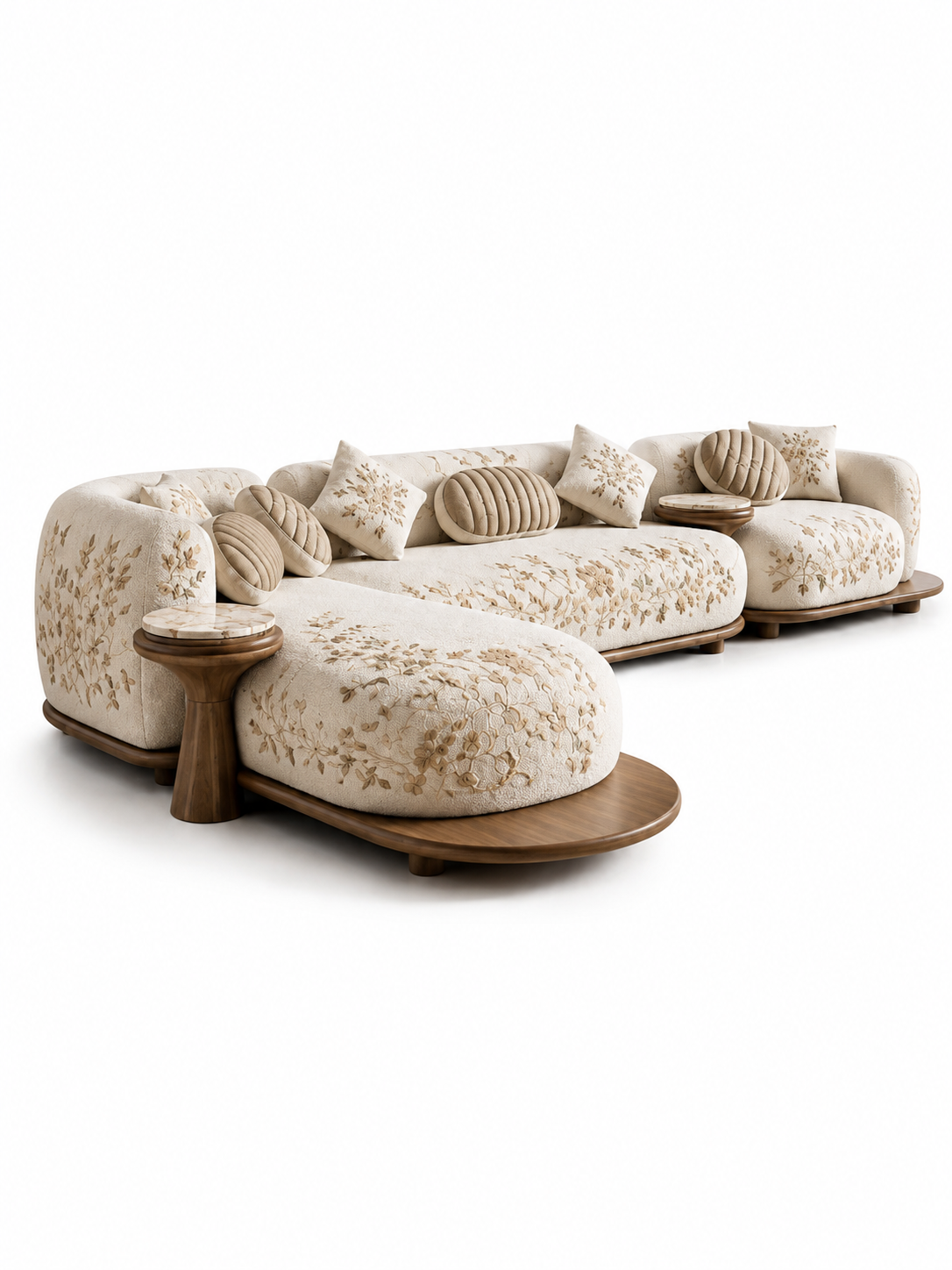 The Seravelle Sofa — Luxury Curved Botanical 6 Seater Sofa