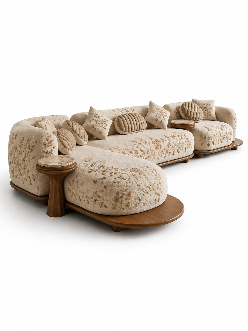 The Seravelle Sofa — Luxury Curved Botanical 6 Seater Sofa