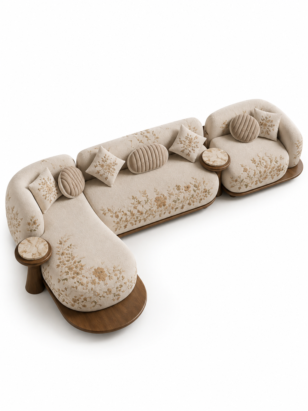 The Seravelle Sofa — Luxury Curved Botanical 6 Seater Sofa
