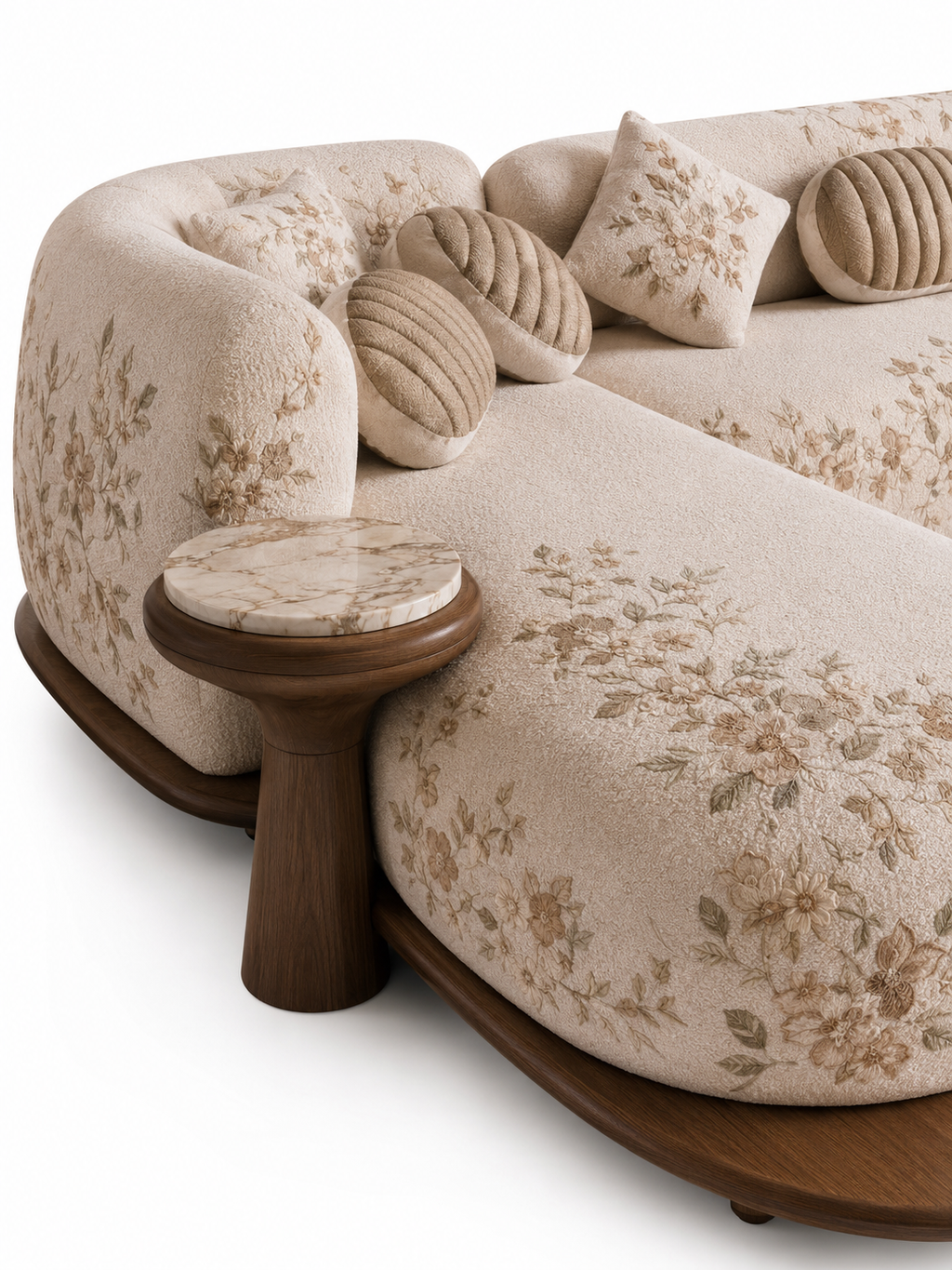 The Seravelle Sofa — Luxury Curved Botanical 6 Seater Sofa