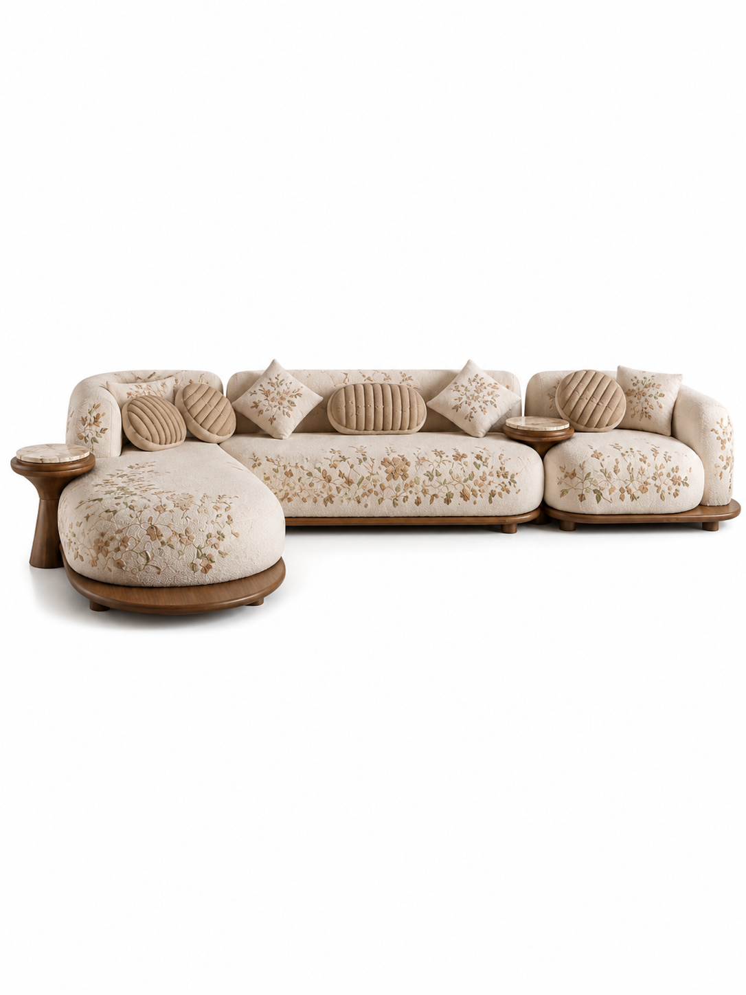 The Seravelle Sofa — Luxury Curved Botanical 6 Seater Sofa