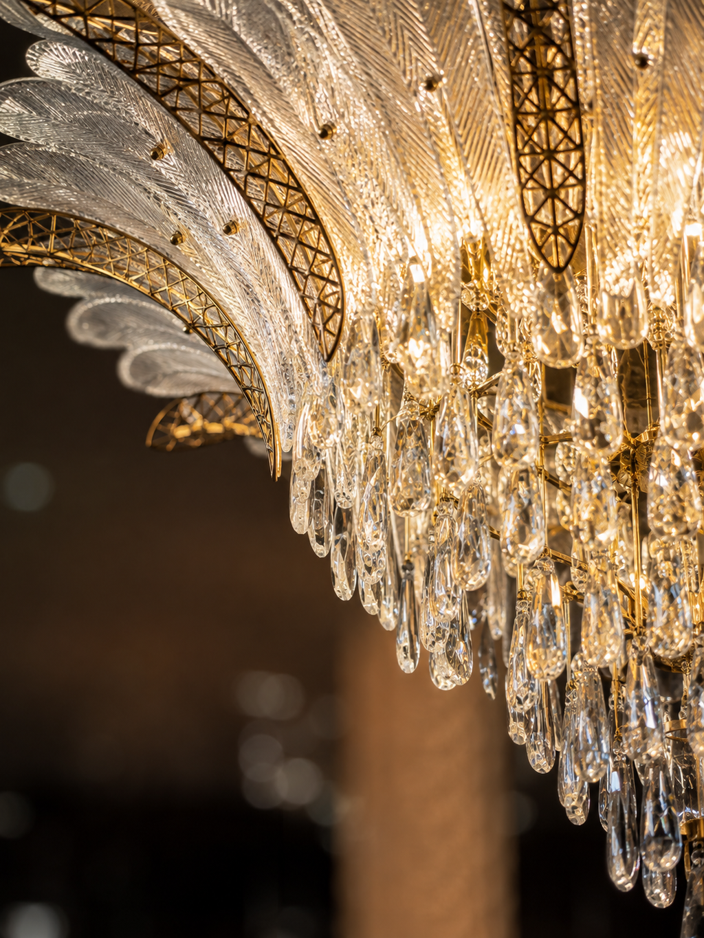 The Kalythra Cascade Chandelier — Luxury Crystal Feather Ceiling Light