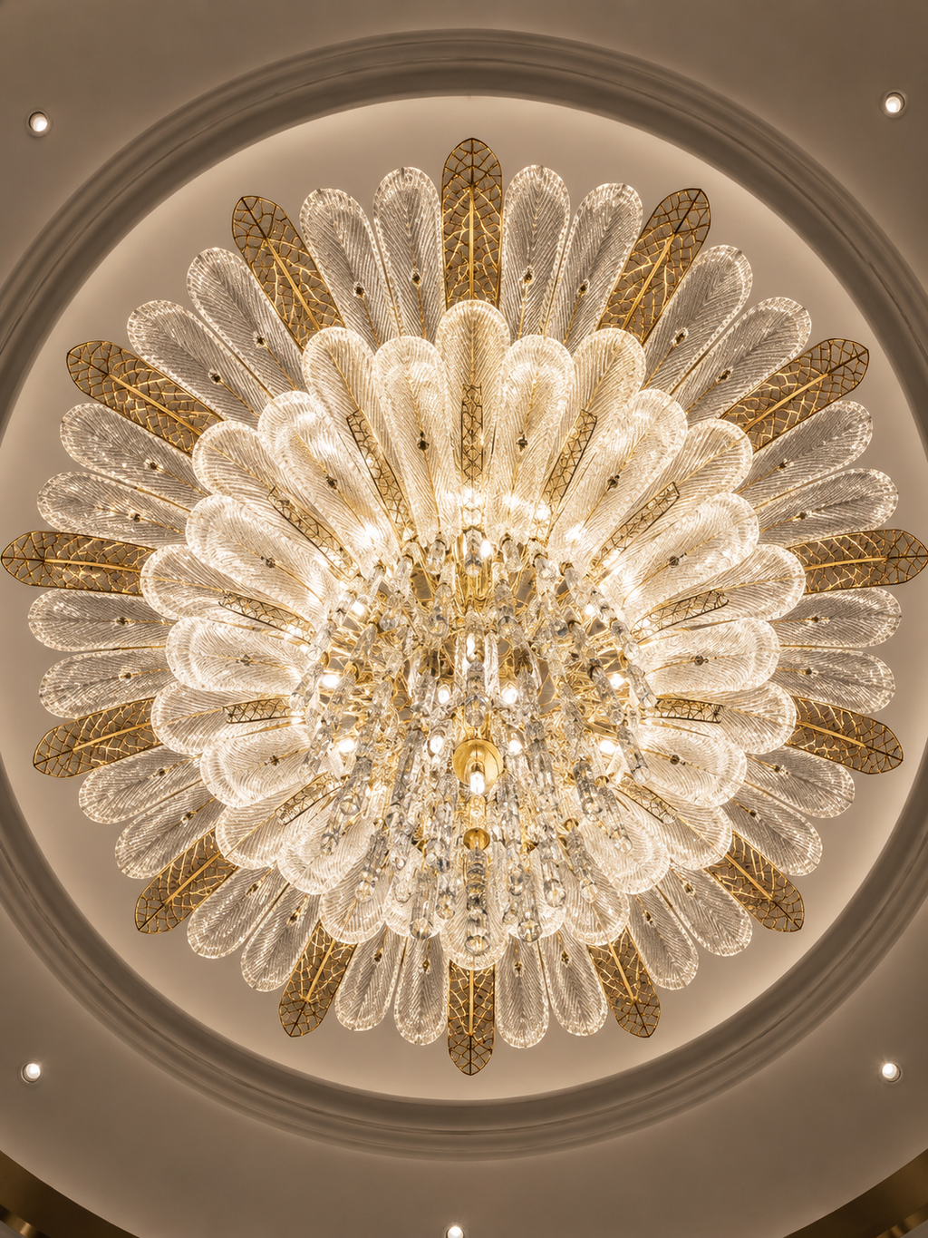 The Kalythra Cascade Chandelier — Luxury Crystal Feather Ceiling Light
