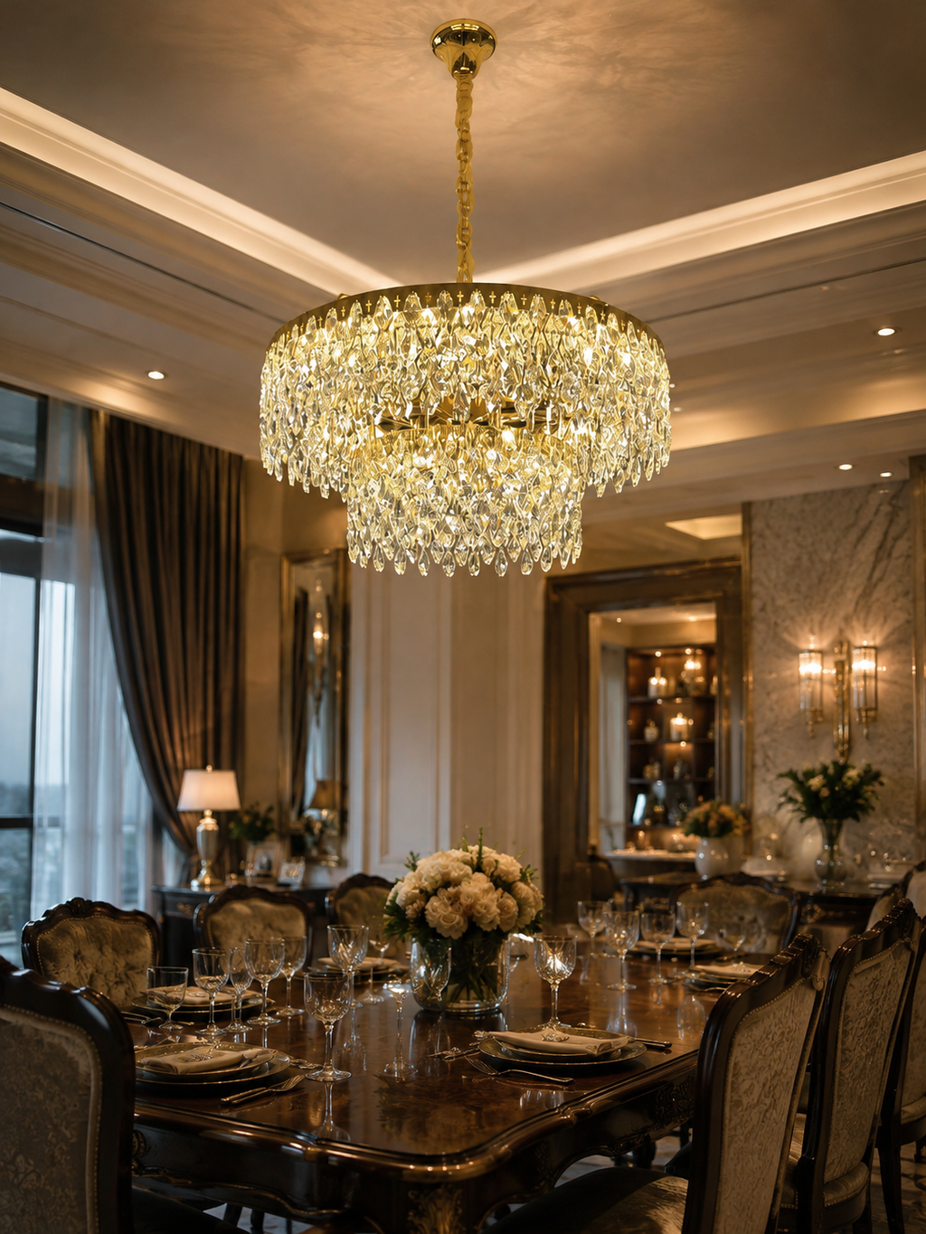 The Wisterelle Chandelier — Luxury Tiered Crystal Drum Chandelier