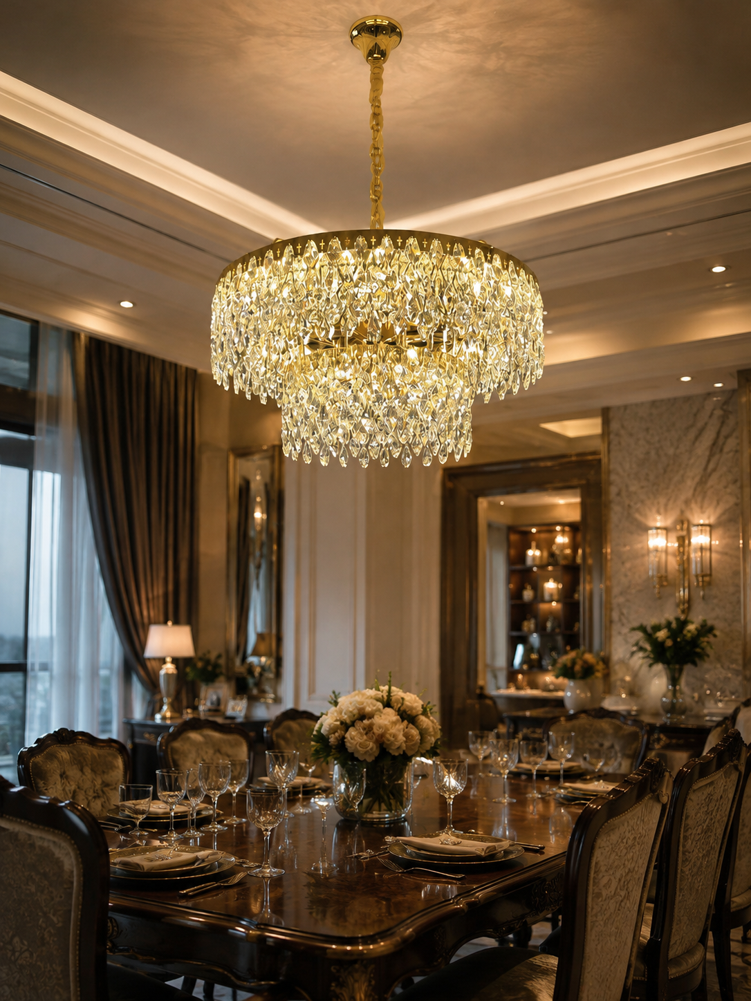 The Wisterelle Chandelier — Luxury Tiered Crystal Drum Chandelier