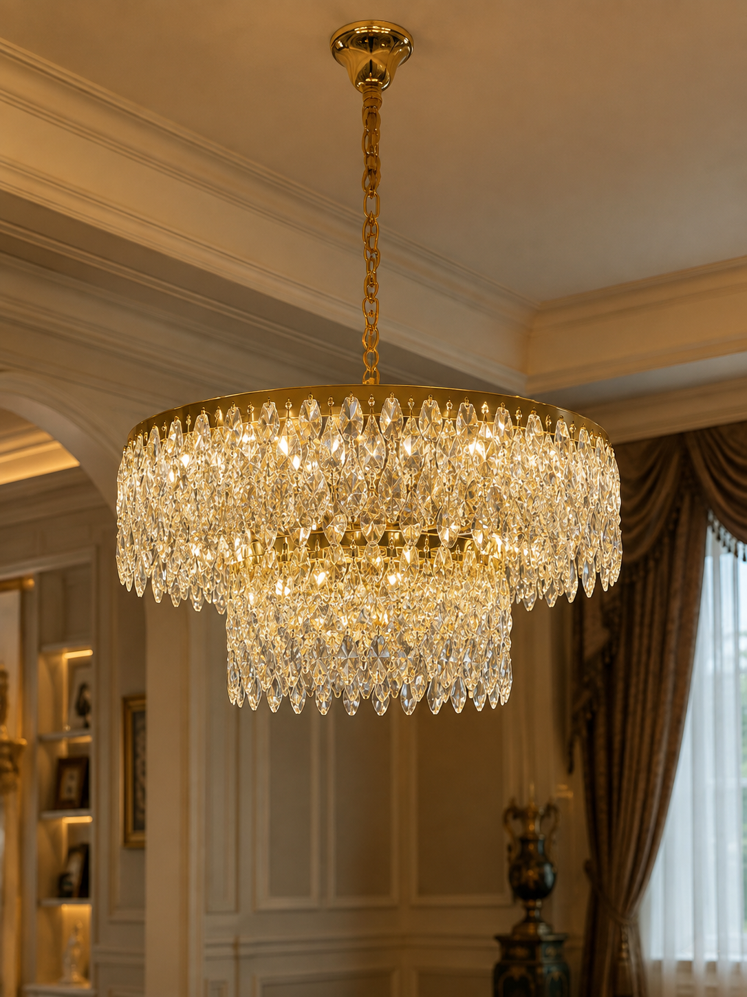 The Wisterelle Chandelier — Luxury Tiered Crystal Drum Chandelier