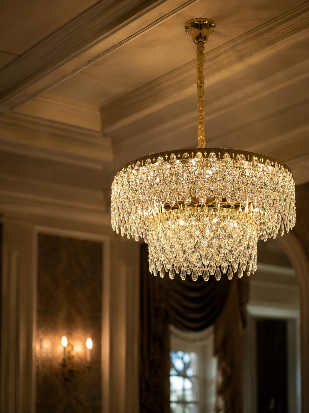 The Wisterelle Chandelier — Luxury Tiered Crystal Drum Chandelier