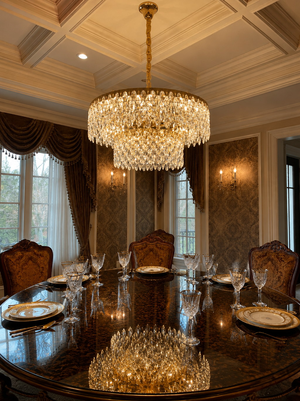 The Wisterelle Chandelier — Luxury Tiered Crystal Drum Chandelier