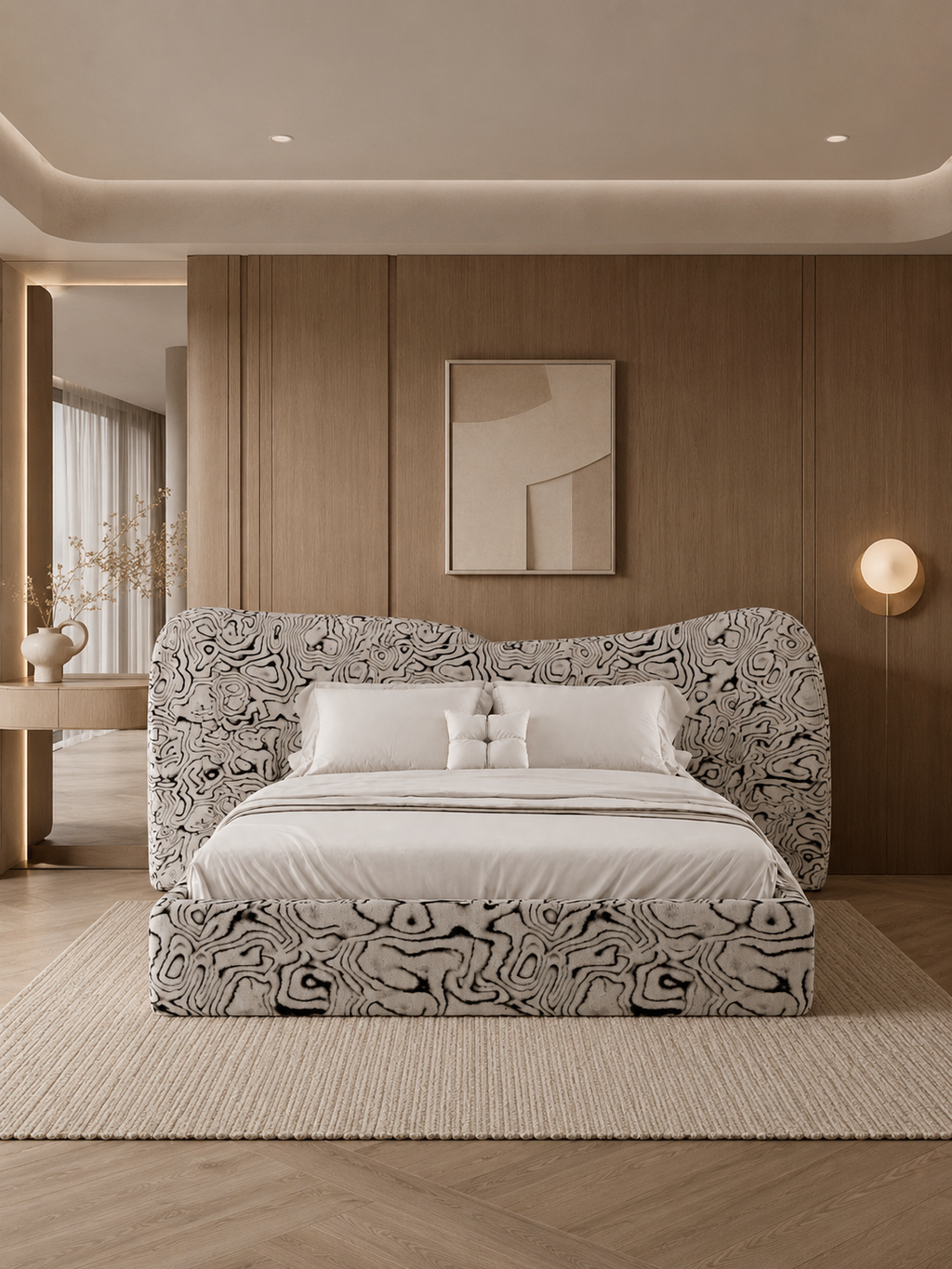 The Gravessa Bed — Luxury Artistic Upholstered Bed